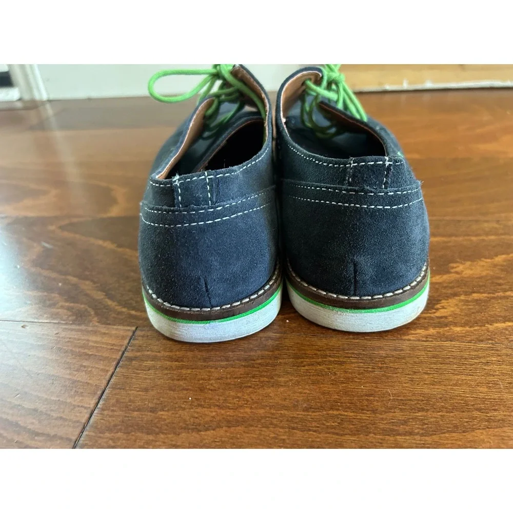 Ben Sherman Mens Navy Suede Derby Shoes Green Laces Casual‎ Oxford Sz US 11